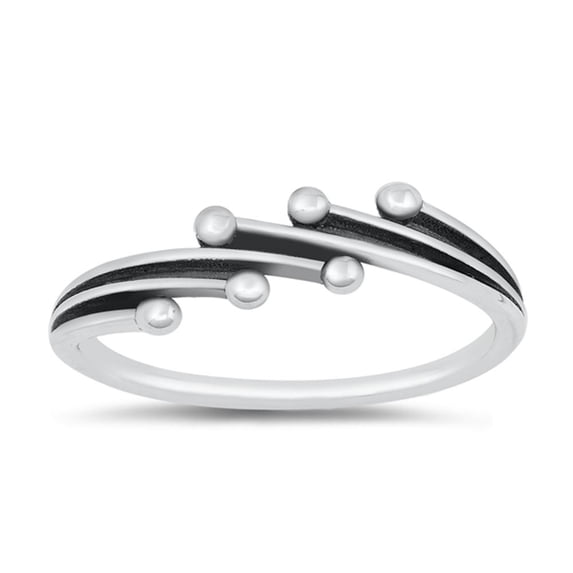 Layered Punk Bead Ring .925 Sterling Silver Band Jewelry Female Male Unisex Size 5