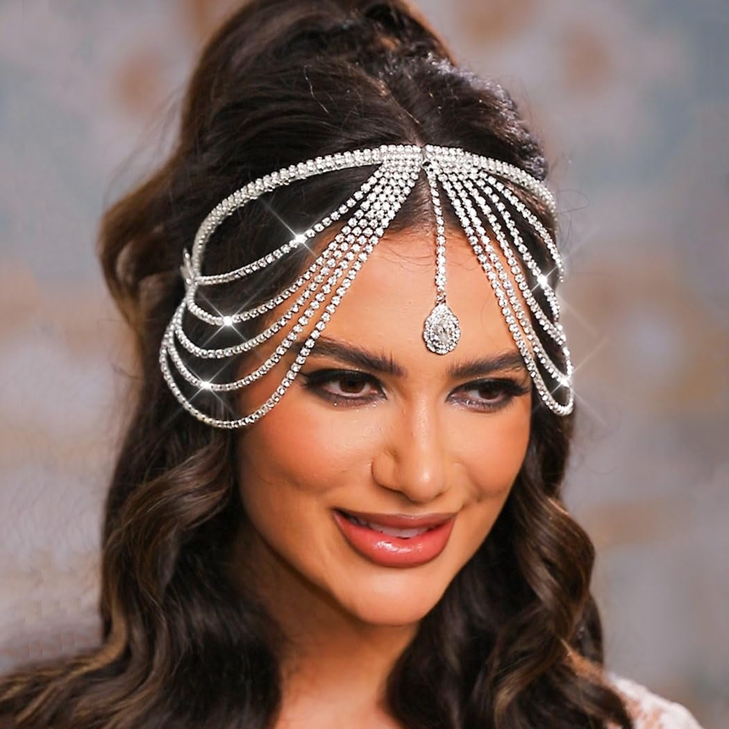 Layered Rhinestone Headband Tassel Crystal Forehead Hair  display picture 1