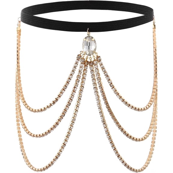 Layered Rhinestone Leg Chain Gold Crystal Elastic Anklet Women Jewelry Accessories For Bikini[o7047]