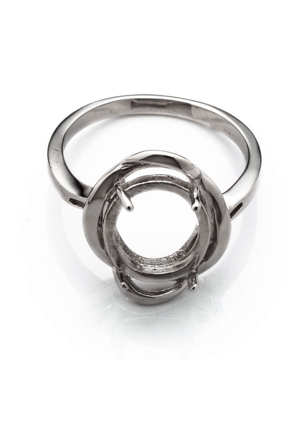 Layered Ring Setting with Oval Prongs Mounting in Sterling Silver 10x11mm | MTR030 (8)
