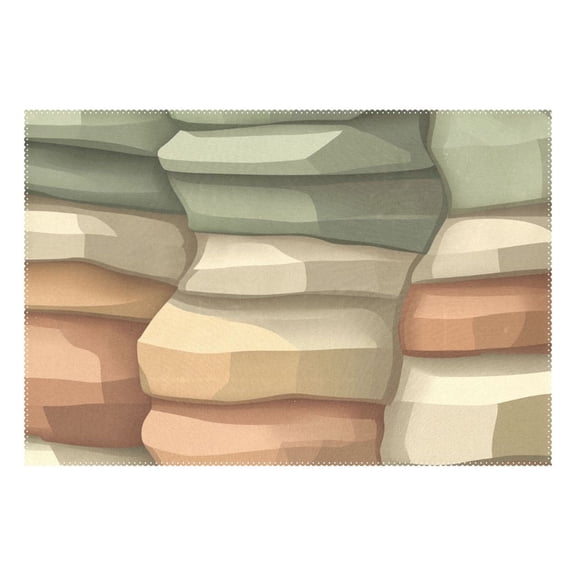Layered Rock Formation 12x18in Heat-Resistant Non-Slip Place Mat, Durable and Wrinkle-Resistant