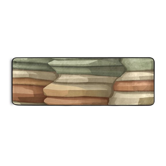 Layered Rock Formation 72x24" Runner Rug, Non-Slip Memory Foam Cushion, Anti-Crease for Hallways and Bedrooms