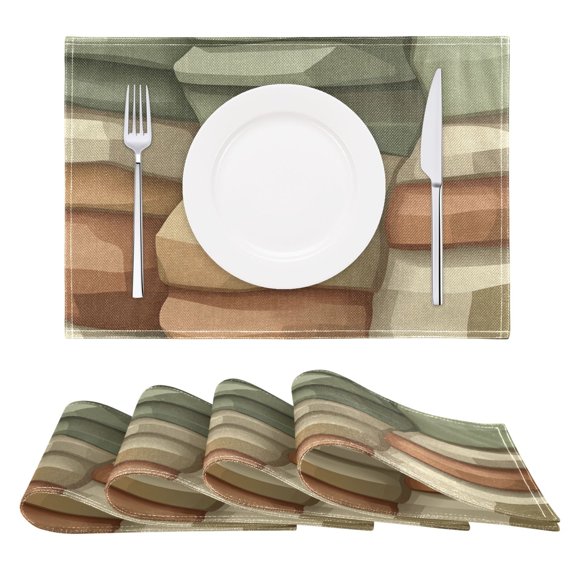 Layered Rock Formation Reversible Placemat Non Slip Coffee Mat 18x12 Inch for Dining, Kitchen, Coffee