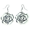 thumbnail image 1 of Layered Rose Drop Dangle Earrings Silver-Tone With White Background Layer, 1 of 1