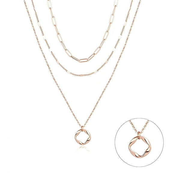 FARONZE Layered Rose Gold Necklaces for Women,Fashion Pendant Necklace,Suitable for Wearing in Daily Life and at Parties.