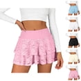 thumbnail image 1 of Layered Ruffle Skort for Women Mid Rise A Line Mini Skirts with Shorts Underneath, 1 of 7