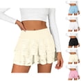 thumbnail image 1 of Layered Ruffle Skort for Women Mid Rise A Line Mini Skirts with Shorts Underneath, 1 of 7
