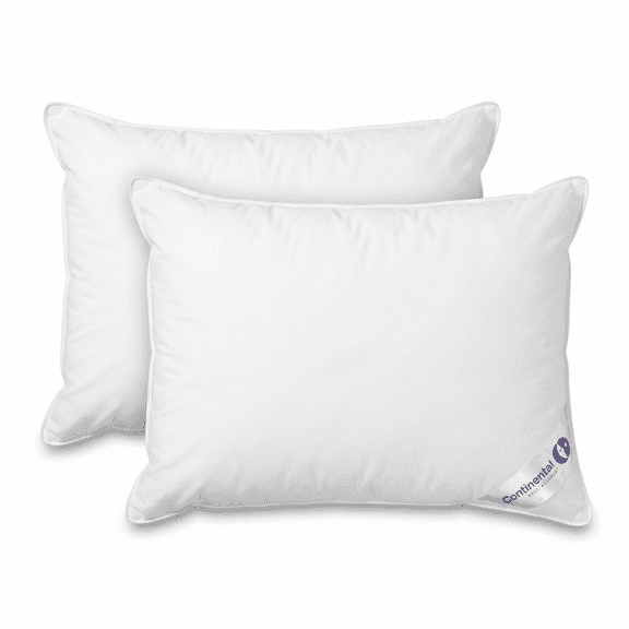 Continental Bedding Hotel-Inspired Layered Down and Feather Pillow – Medium Firm Support, Side Sleeper Design, 300 Thread Count Cotton Cover