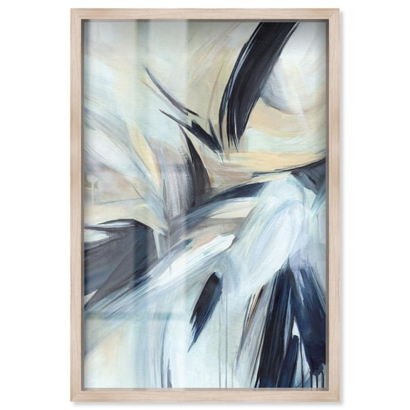 Layered Shadows Shadowbox Print Green Abstract Art by Art Remedy, Blonde Frame, 16 x 24