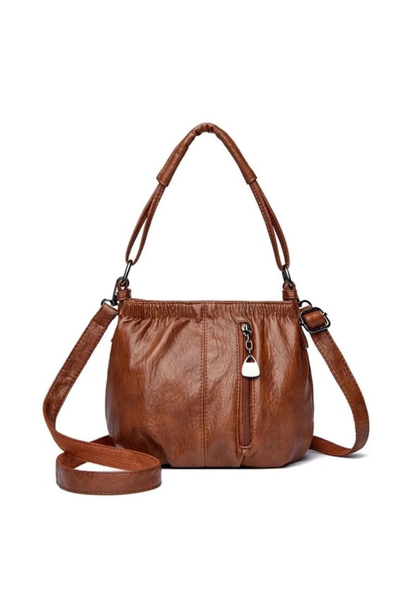 Layered Shoulder Tote 10.63x8.46x3.74in Artificial Leather Multi Compartment Handbag Structured Satchel Large Capacity Purse Casual Work Bag Organized Essential Crossbody​