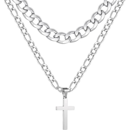 APSVO Silver Cross Necklace for Boys Personalized Birthday First Communion Graduation Fathers Day Jewelry Gifts for 6 7 8 9 10 11 12 13 14 15 16 17 Year Old Age Boys Teen Teenage Tween Preteen Kids