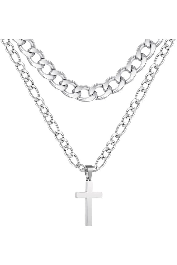 Silver Cross Necklace for Boys Personalized Ideas Birthday Valentines Day Jewelry Gifts for 6 7 8 9 10 11 12 13 14 15 16 17 Year Old Age Boys Teen Teenage Tween Preteen Kids