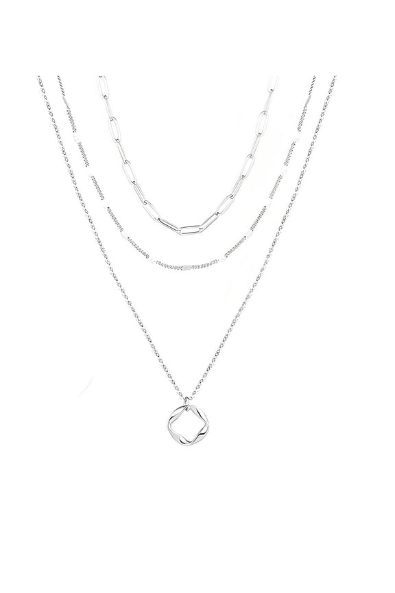 Layered Silver Necklaces for Women, Fashion Pendant Necklace, Suitable for Wearing in Daily Life and at Parties