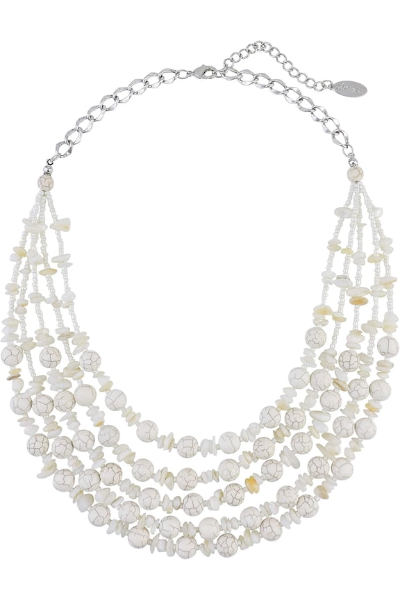 Layered Strands Turquoise Statement Chunky Necklace For Women Gifts[Z4836]