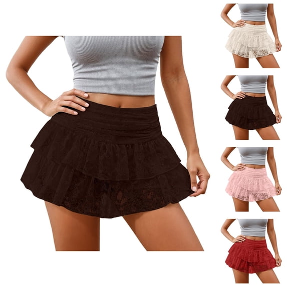 Layered Tiered Ruffle Mini Skirt With Lace Trim Flowy Party Wear Feminine Style For And Girls