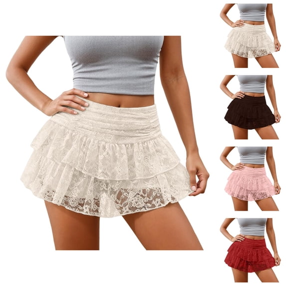 Layered Tiered Ruffle Mini Skirt With Lace Trim Flowy Party Wear Feminine Style For And Girls