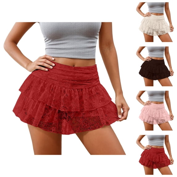 Layered Tiered Ruffle Mini Skirt With Lace Trim Flowy Party Wear Feminine Style For And Girls
