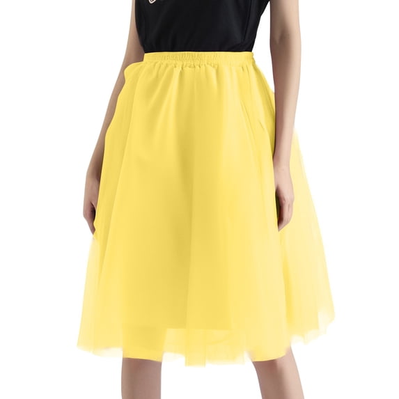 Layered Tulle Skirt for Women Elastic Waist Full A Line Mesh Tutu Skirt for Party Dance Prom