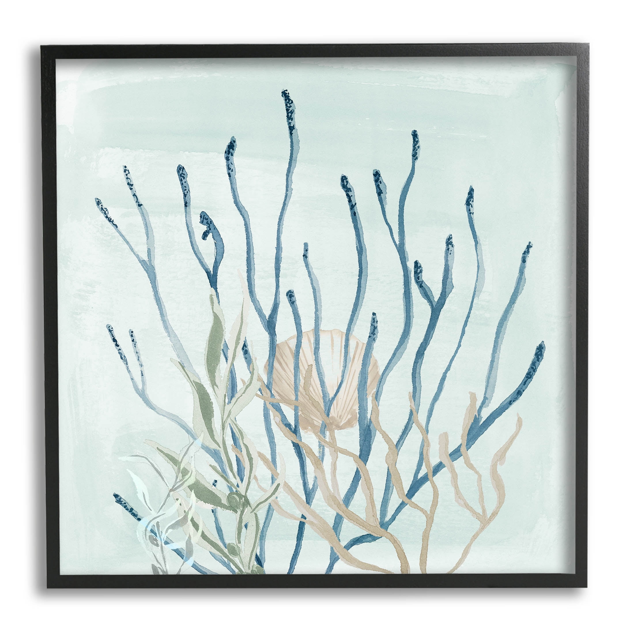 Layered Water Sea Life Coral Animals & Insects Graphic Art Black Framed Art Print Wall Art