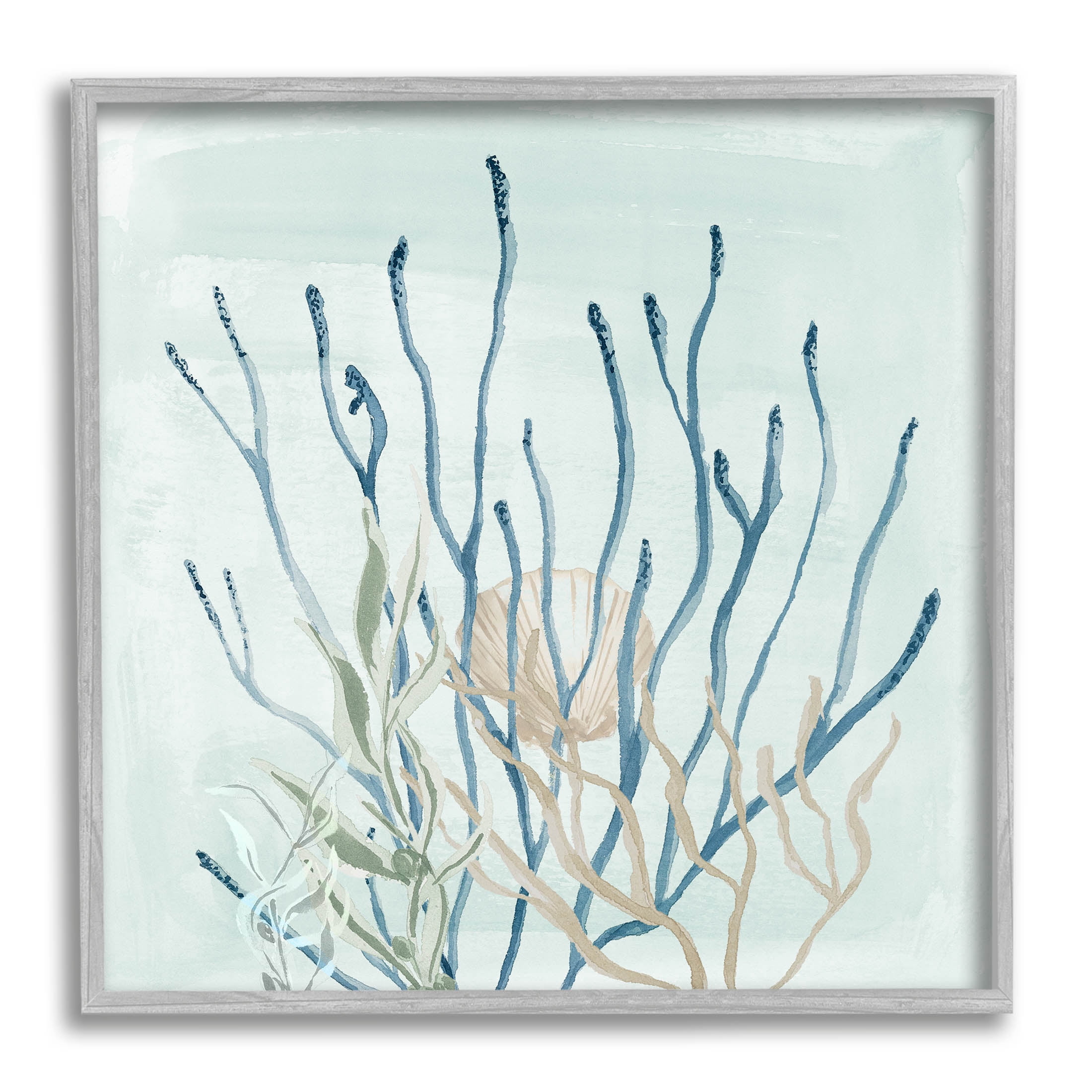 Layered Water Sea Life Coral Animals & Insects Graphic Art Gray Framed Art Print Wall Art