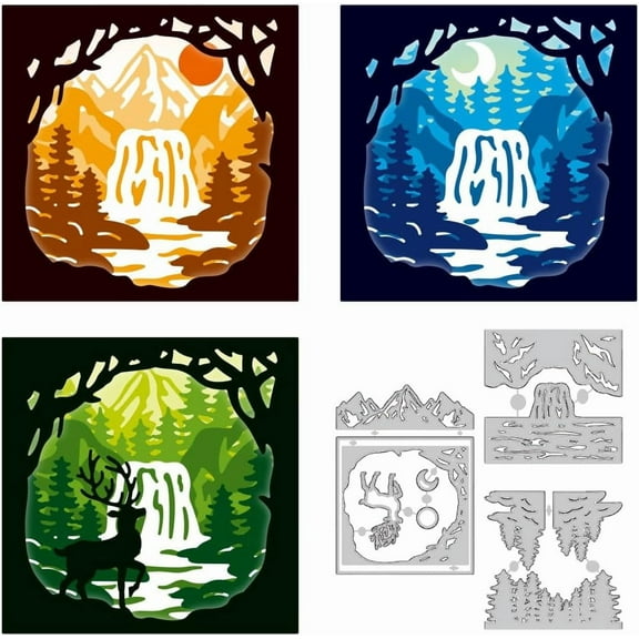 Layered Waterfalls Die Cuts Card Making Carbon Steel Cutting Dies Cuts Stencils Scrapbooking Embossing Template for Greeting Cards Invitation Photo Album Decorations for DIY