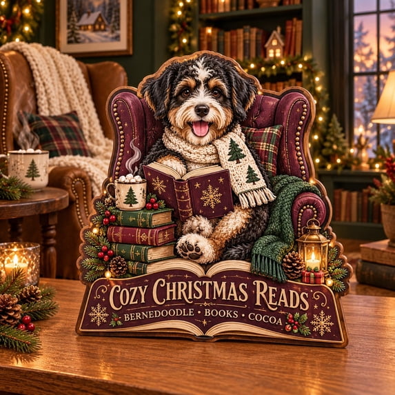 Blocking Service Layered Wooden Block Bernedoodle Christmas Reading Nook Decor - Walmart.com