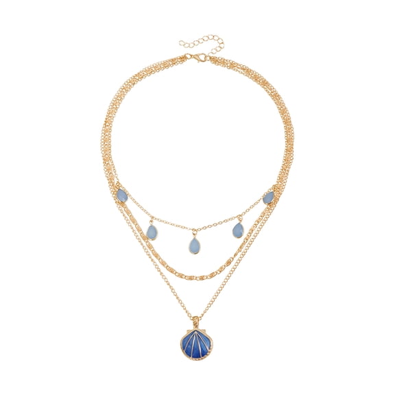 Layering Blue Shell Necklace Antique Design Collarbone Chain Alloy Clavicle Chain Jewelry For Women