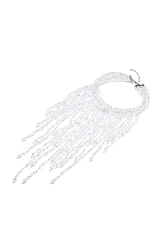 Layering Fringe Imitation Pearls Drop Pendant Necklace Lightweight Clavicle Chain For Formal Event And Casual Outfits