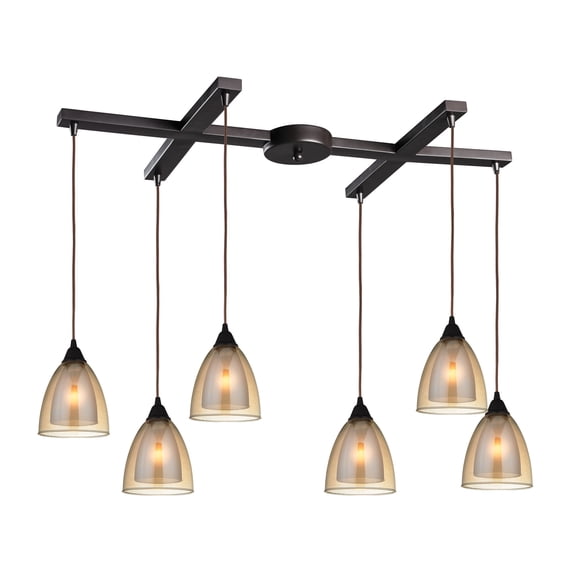 Elk Lighting Layers 6 Light Pendant in Oil Rubbed Bronze and Amber