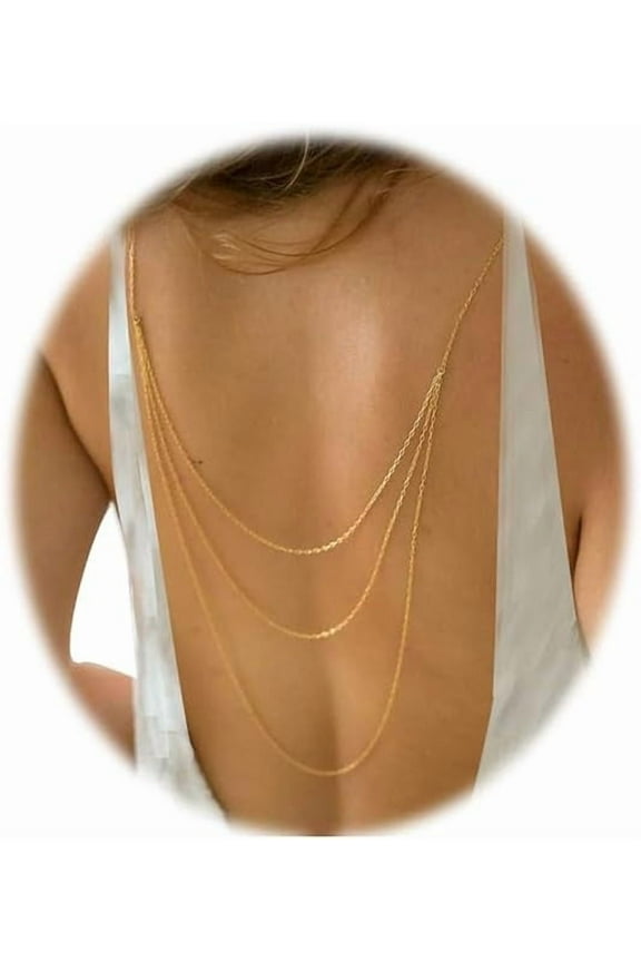 Layers Back Necklace Chains for Backless Dress Bridal Wedding Shoulder Body Jewelry for Women Summer Back Body Chain[f602]