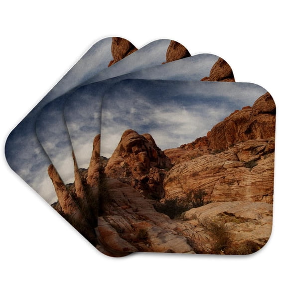 3drose, Layers Carved in Stone at Red Rock Canyon, Nevada Usa, Set of 4 Coasters - Soft