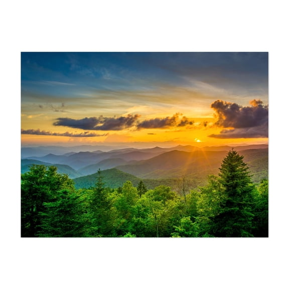 Layers - North Carolina Photography Sunset Mountain Landscape Nature Scenic Forest Summer Unframed Wall Art Print 22 x 28 inches