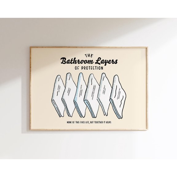 Layers Protection Restroom Toilet Minimalist Wall Decor Unframed Paper Print