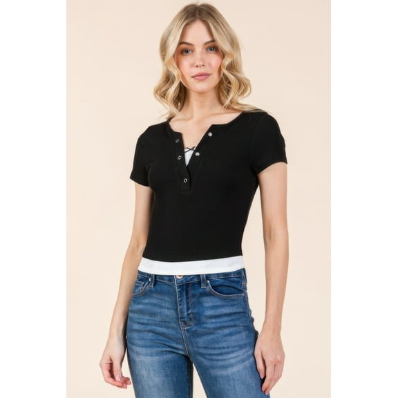 Layers With Bow Detail Short Sleeve Top