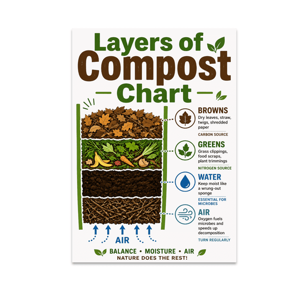 Layers of Compost Chart - Eco-Conscious Learner - 13x19 Poster Print