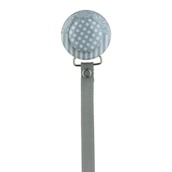 Layette Damask Stripes & Polka Dot 3D Pacifier Clip