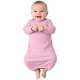 thumbnail image 1 of COUVER Long Sleeve Ribbed Cotton Sleeper Layette Pink (Infant), 1 of 4