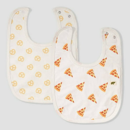 Layette by Monica + Andy Baby 2pk Pizza and Pretzels Print Bib Set - Yellow