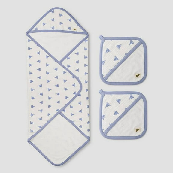 Layette by Monica + Andy Baby 3pc Come Sail Away Bath Towel Set - Blue
