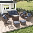 thumbnail image 1 of LayinSun 10 Piece Wicker Outdoor Furniture Set with 6-inch Comfy Cushions, High Back Patio Furniture Set with Swivel Rocking Chairs and Fire Pit Table, 1 of 10