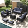 thumbnail image 1 of LayinSun 10 Piece Wicker Patio Furniture Set with Fire Pit Table, Classis Outdoor Conversation 360 Degree Swivel Chairs Set with Coffee Table, 1 of 7
