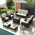 thumbnail image 1 of LayinSun 10 Piece Wicker Patio Furniture Set with Fire Pit Table, Classis Outdoor Conversation 360 Degree Swivel Chairs Set with Coffee Table, 1 of 7