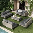 thumbnail image 1 of LayinSun 10-Piece Wicker Rattan Patio Furniture Set, Deep Seating Outdoor Modular Sectional Sofa Conversation Set with Thick Cushions for Lawn, Garden, 1 of 8