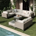 thumbnail image 1 of LayinSun 10-Piece Wicker Rattan Patio Furniture Set, Deep Seating Outdoor Modular Sectional Sofa Conversation Set with Thick Cushions for Lawn, Garden, 1 of 8
