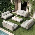 thumbnail image 1 of LayinSun 10-Piece Wicker Rattan Patio Furniture Set, Deep Seating Outdoor Modular Sectional Sofa Conversation Set with Thick Cushions for Lawn, Garden, 1 of 8