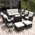 thumbnail image 1 of LayinSun 10 Pieces Outdoor Patio Furniture Set with Fire Pit Table, Rattan Wicker Sectional Swivel Rocker Chairs Sets with Ottomans, Swivel Glider Chairs and Coffee Table, 1 of 8