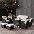 thumbnail image 1 of LayinSun 10 Pieces Outdoor Patio Furniture Set with Fire Pit Table, Rattan Wicker Sectional Swivel Rocker Chairs Sets, 1 of 10