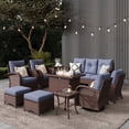 thumbnail image 1 of LayinSun 10 Pieces Outdoor Patio Furniture Set with Fire Pit Table, Rattan Wicker Sectional Swivel Rocker Chairs Sets, 1 of 10