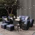 thumbnail image 1 of LayinSun 10 Pieces Outdoor Patio Furniture Set with Fire Pit Table, Rattan Wicker Sectional Swivel Rocker Chairs Sets, 1 of 10