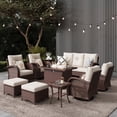 thumbnail image 1 of LayinSun 10 Pieces Outdoor Patio Furniture Set with Fire Pit Table, Rattan Wicker Sectional Swivel Rocker Chairs Sets, 1 of 10